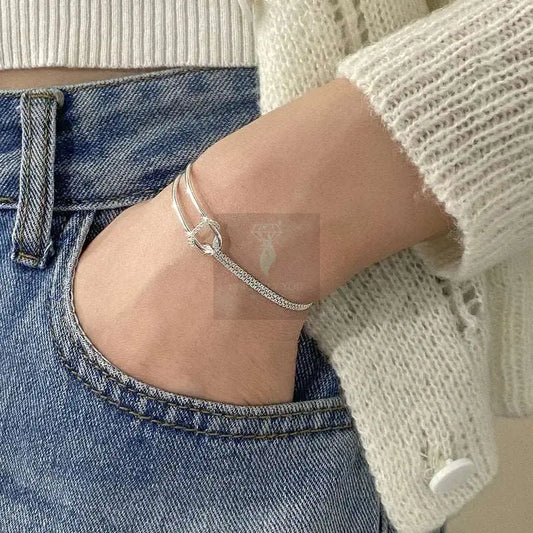 Double Layer Chain Knot Bangle - Uniquely You Online - Bracelet