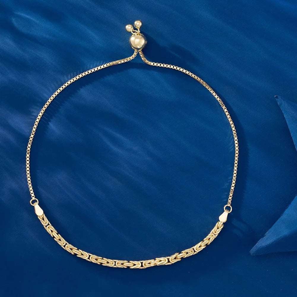 Adjustable Italian Flat Byzantine Link Bracelet - Uniquely You Online - Bracelet