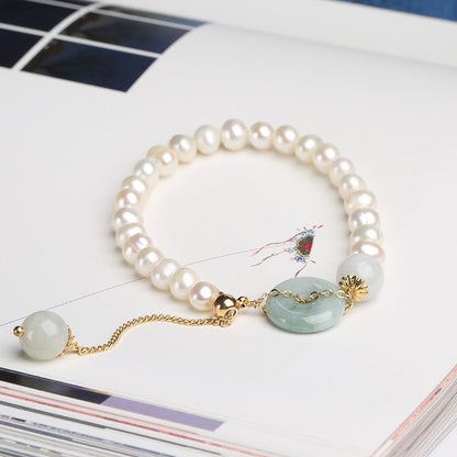 Adjustable Jade Fresh Water Pearl Bracelet - Uniquely You Online - Bracelet