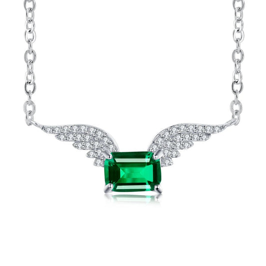 Angel Wings Emerald Necklace - Uniquely You Online - Pendant with Necklace