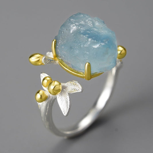 Aquamarine Flower Ring - Uniquely You Online - Ring