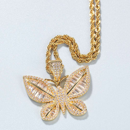 Baguette Butterfly Pendant and Necklace - Uniquely You Online - Pendant with Necklace