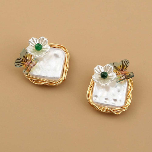 Baroque Pearl Butterfly Earrings - Uniquely You Online - Earrings