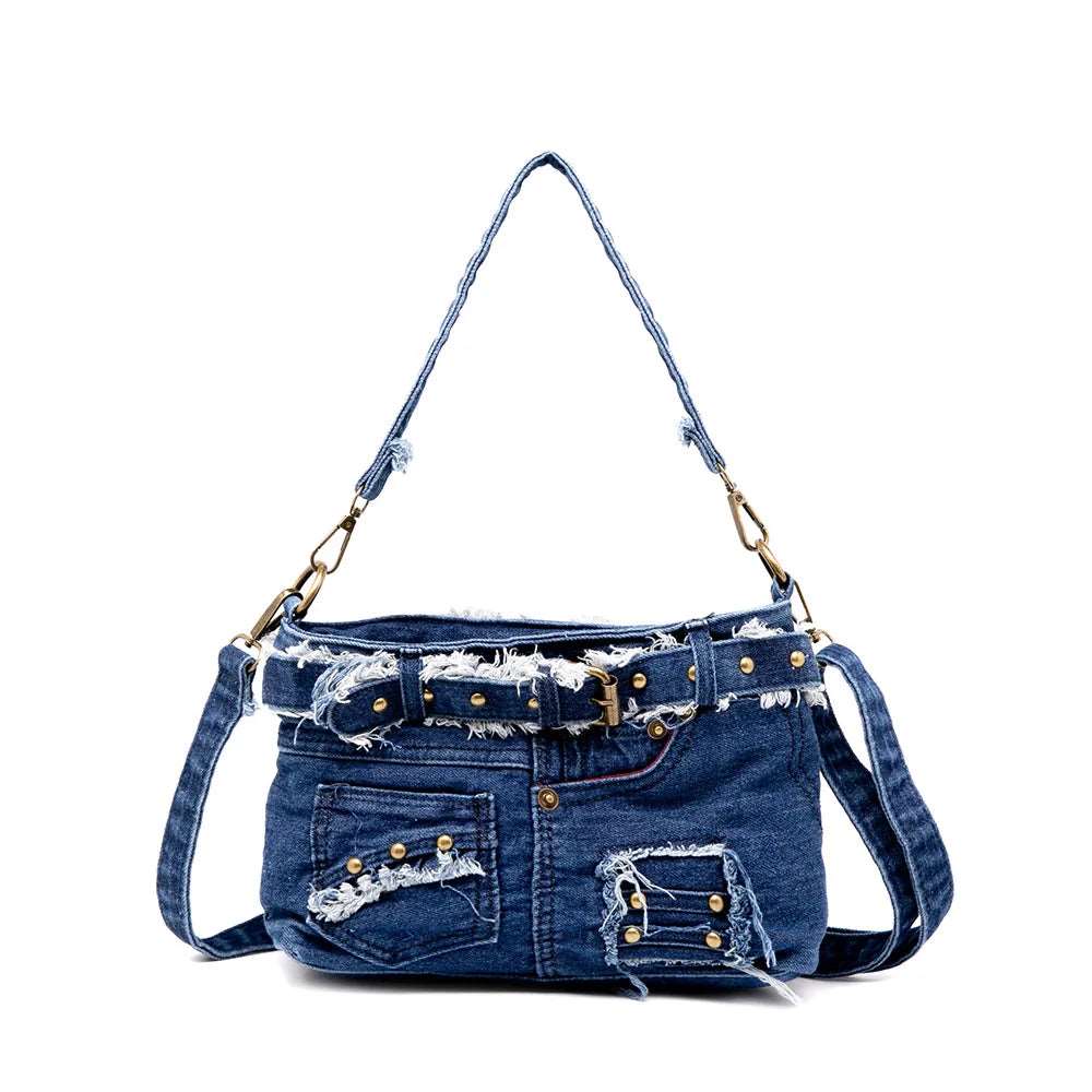 Belted Denim Pants Bag - Uniquely You Online - Handbag