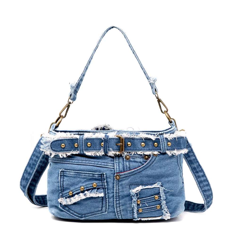 Belted Denim Pants Bag - Uniquely You Online - Handbag