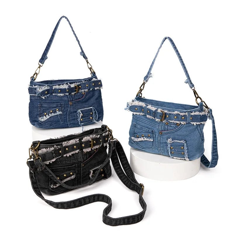 Belted Denim Pants Bag - Uniquely You Online - Handbag