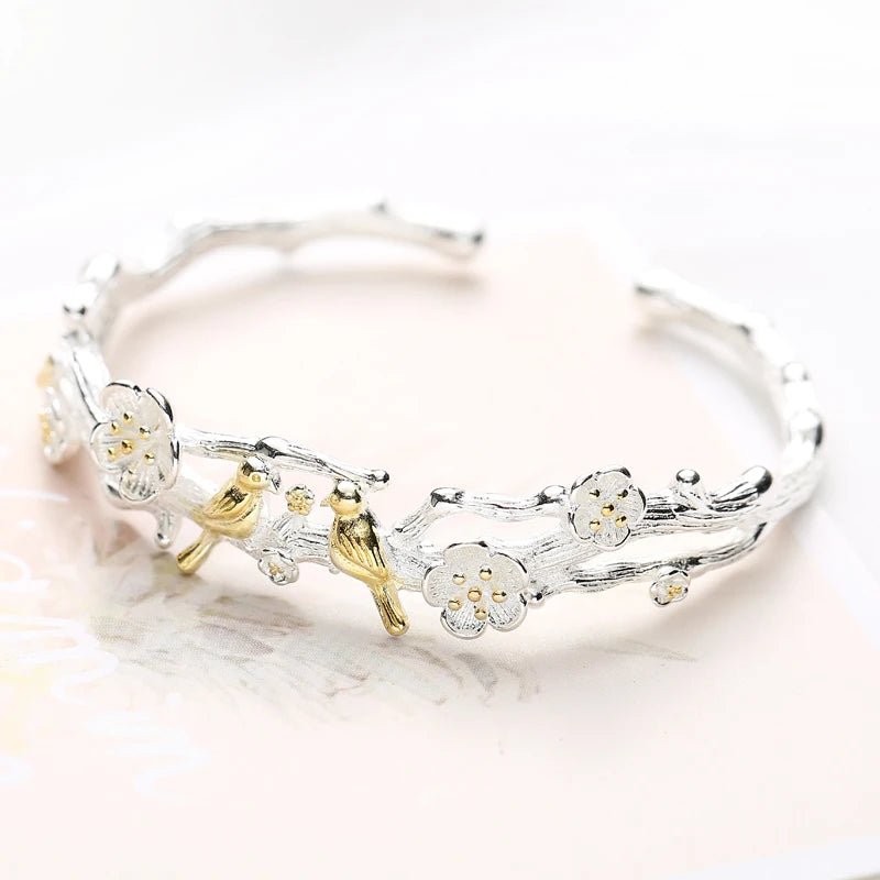 Bird Branch Flower Cuff Bracelet - Uniquely You Online - Bracelet