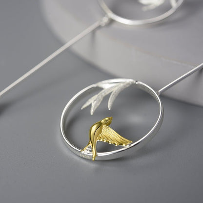 Bird Circle Asymmetrical Dangle Earrings - Uniquely You Online - Earrings