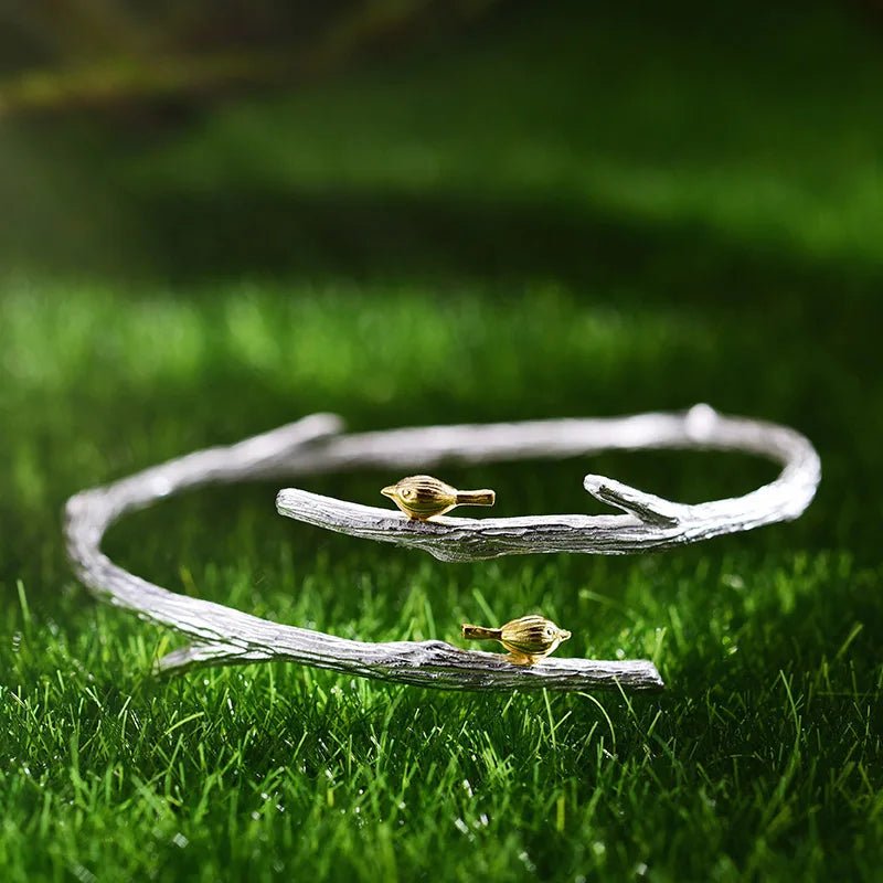 Bird on Branch Open Bangle - Uniquely You Online - Bracelet