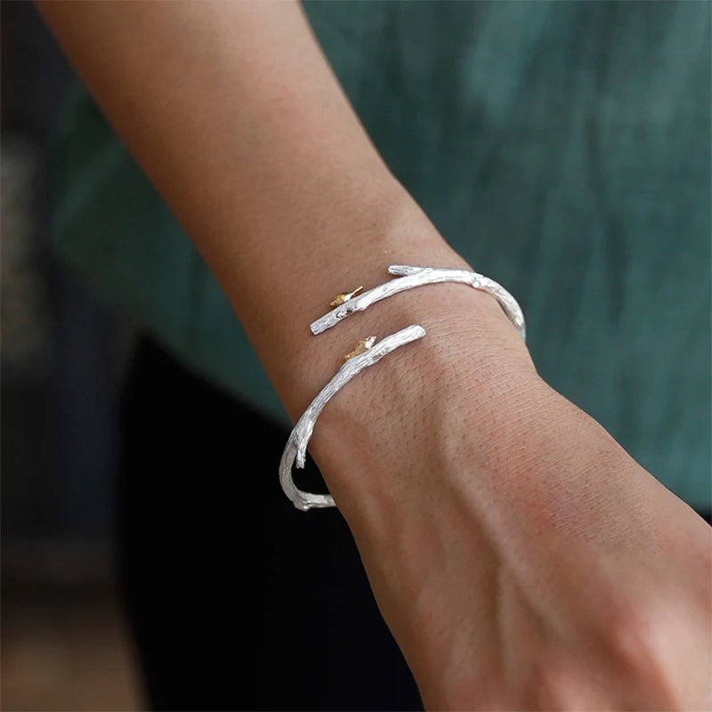 Bird on Branch Open Bangle - Uniquely You Online - Bracelet