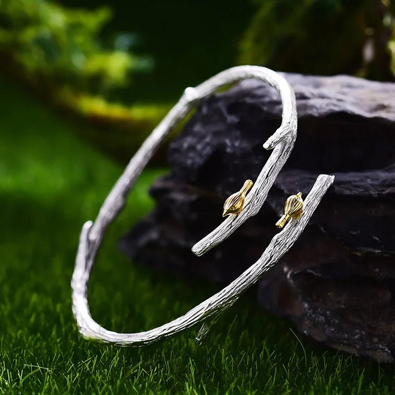 Bird on Branch Open Bangle - Uniquely You Online - Bracelet