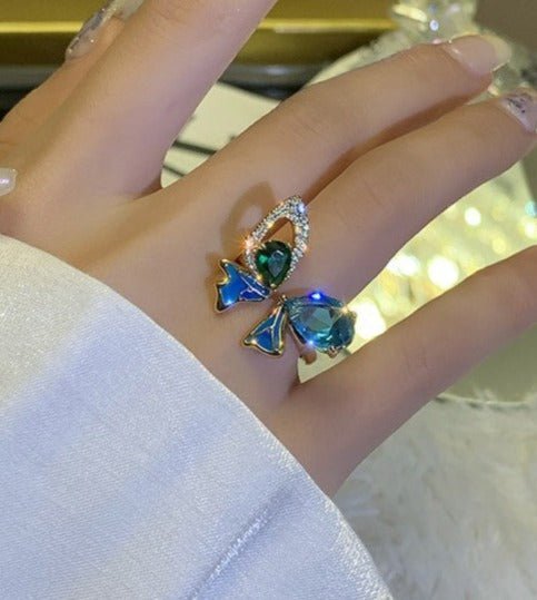 Blue Crystal Butterfly Ring - Uniquely You Online - Ring