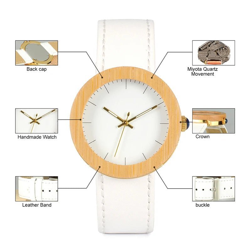 Bobo Bird J27 White Leather Watch - Uniquely You Online - Watch