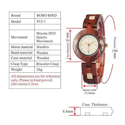Bobo Bird Red Wood Bracelet Watch - Uniquely You Online - Watch