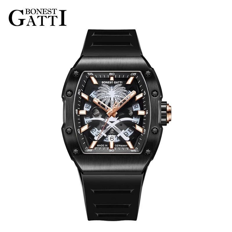 Bonest Gatti 9904 Skeleton Palm Tree Watch in Black - Uniquely You Online - Watch