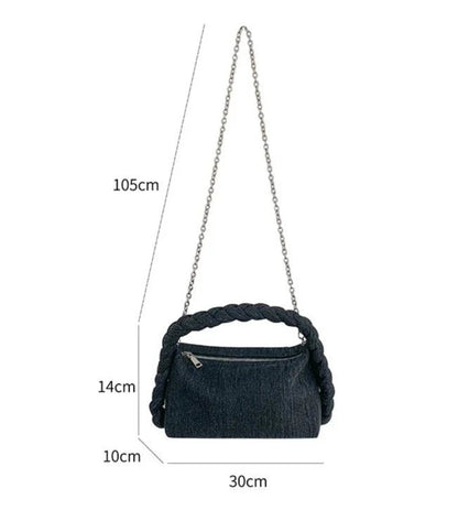 Braided Denim Rope Handle Bag - Uniquely You Online - Handbag
