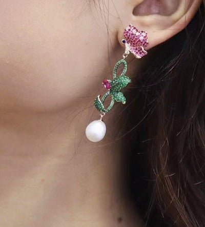 Butterfly Flower Pearl Earrings - Uniquely You Online - Earrings
