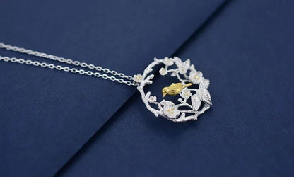 Center Bird Flower Pendant with Necklace - Uniquely You Online - Pendant with Necklace
