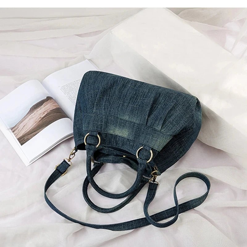 Cinched Washed Denim Bag - Uniquely You Online - Handbag