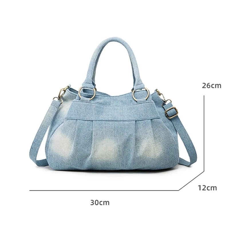 Cinched Washed Denim Bag - Uniquely You Online - Handbag