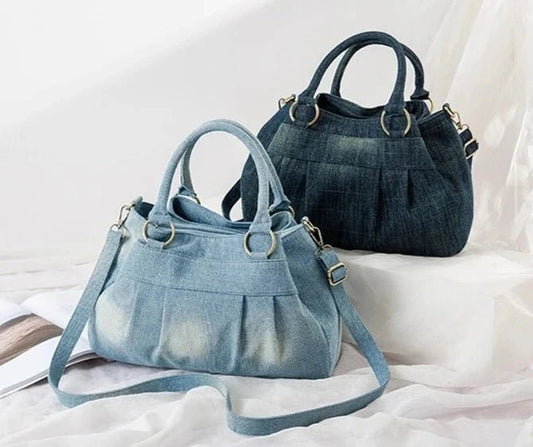 Cinched Washed Denim Bag - Uniquely You Online - Handbag