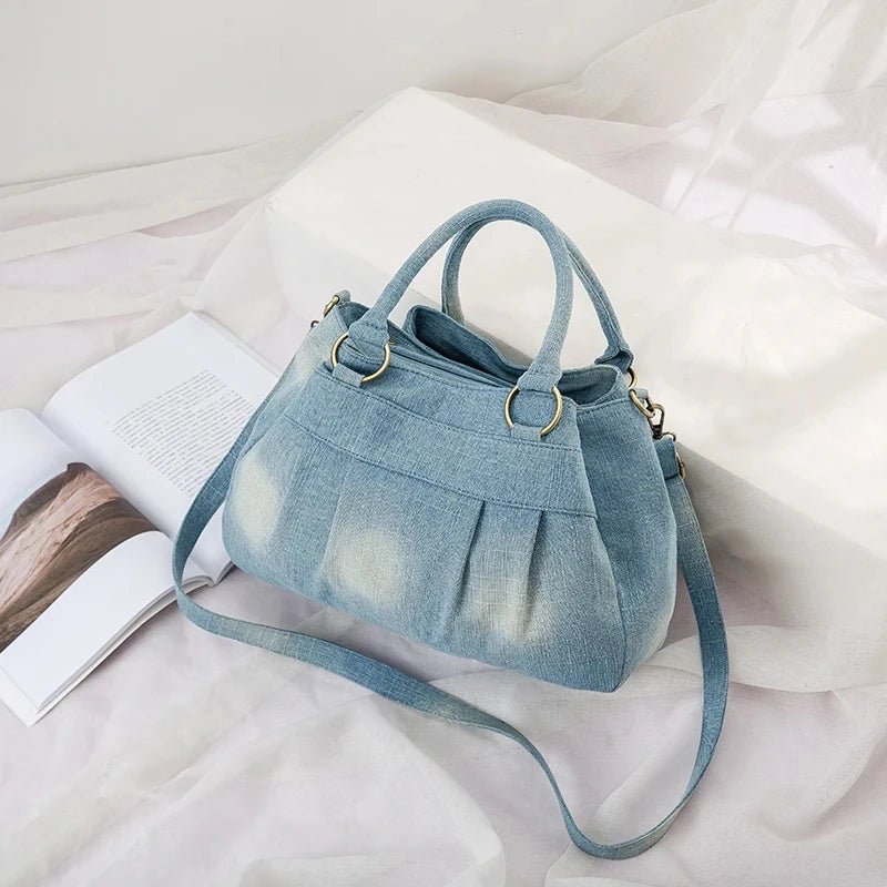 Cinched Washed Denim Bag - Uniquely You Online - Handbag