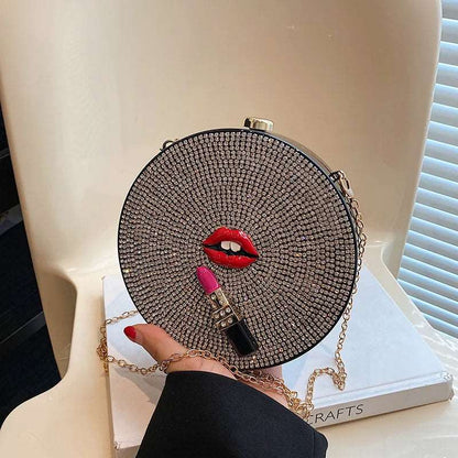 Crystal Bag Lips And Lipstick Novelty Bag - Uniquely You Online - Crossbody