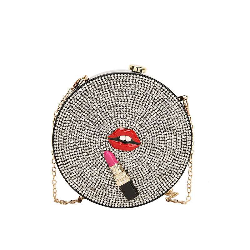 Crystal Bag Lips And Lipstick Novelty Bag - Uniquely You Online - Crossbody