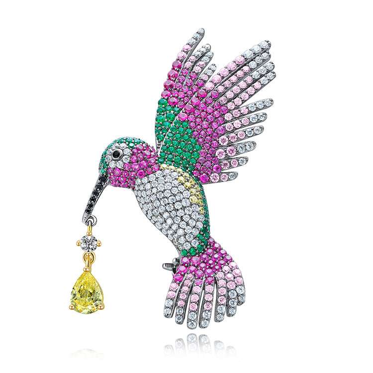 Crystal Bird Yellow Gem Brooch - Uniquely You Online - Brooch