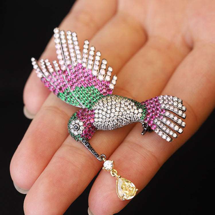 Crystal Bird Yellow Gem Brooch - Uniquely You Online - Brooch