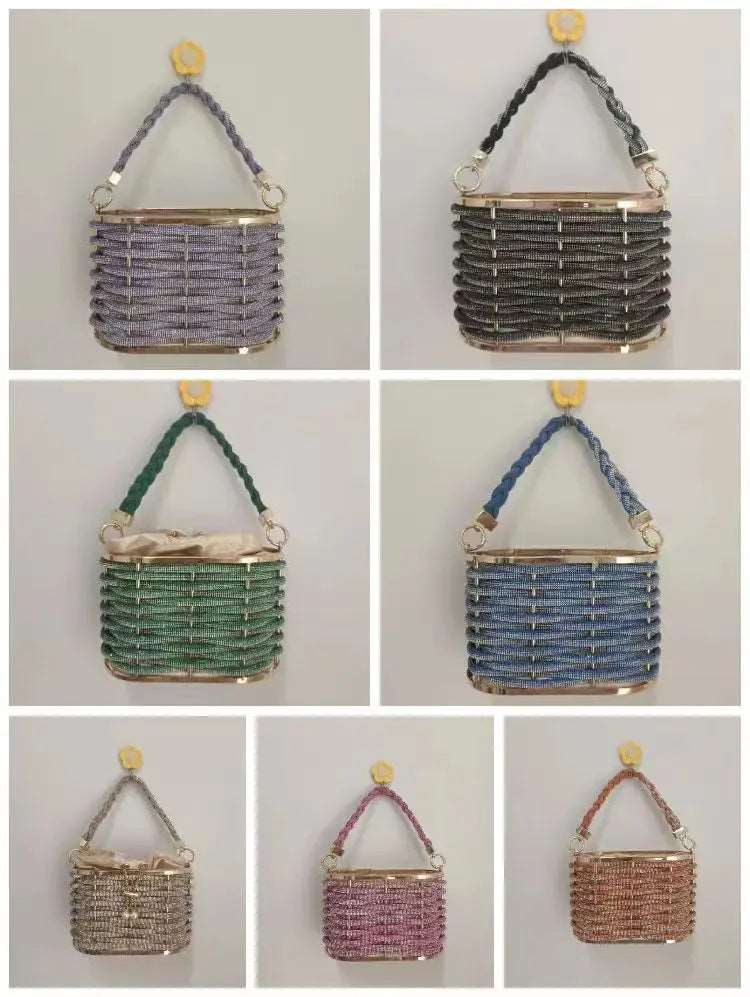 Crystal Metal Woven Bucket Bag - Uniquely You Online - Handbag
