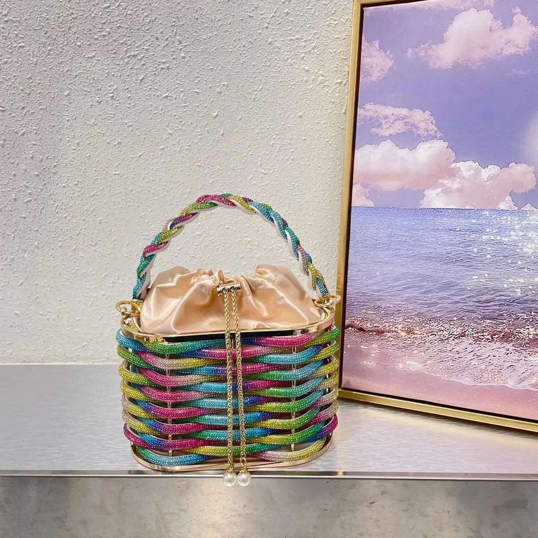 Crystal Metal Woven Bucket Bag - Uniquely You Online - Handbag