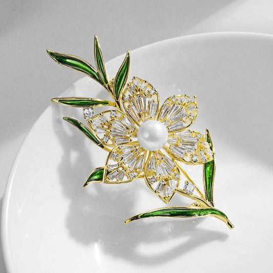Crystal Pearl Flower Brooch - Uniquely You Online - Brooch