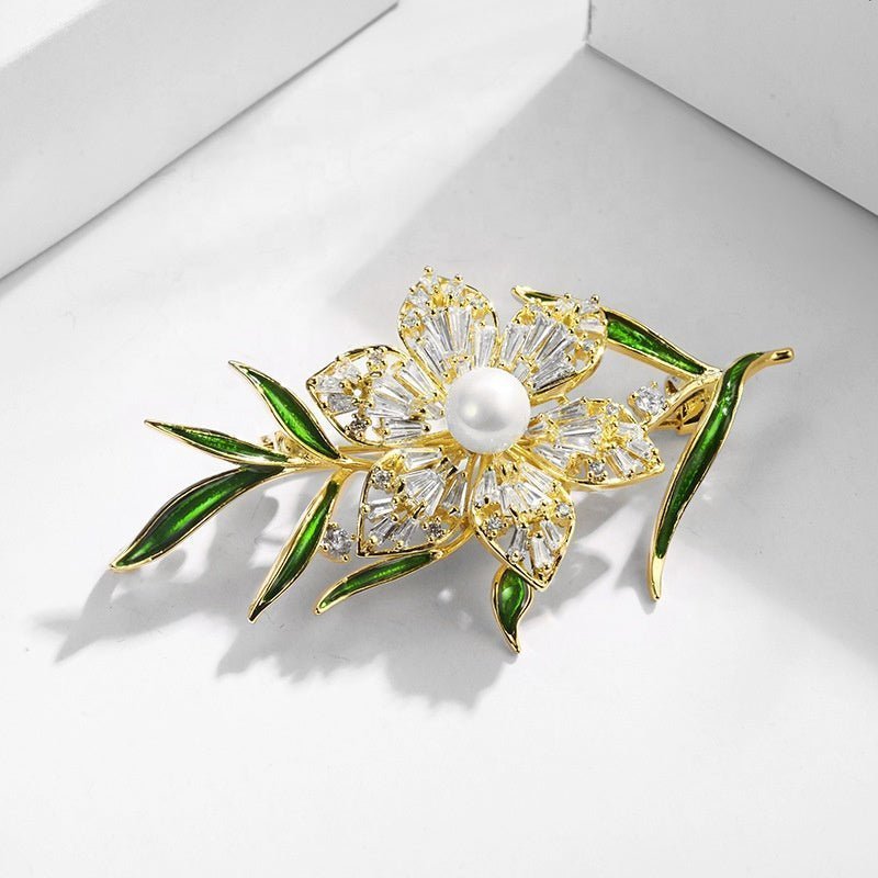 Crystal Pearl Flower Brooch - Uniquely You Online - Brooch