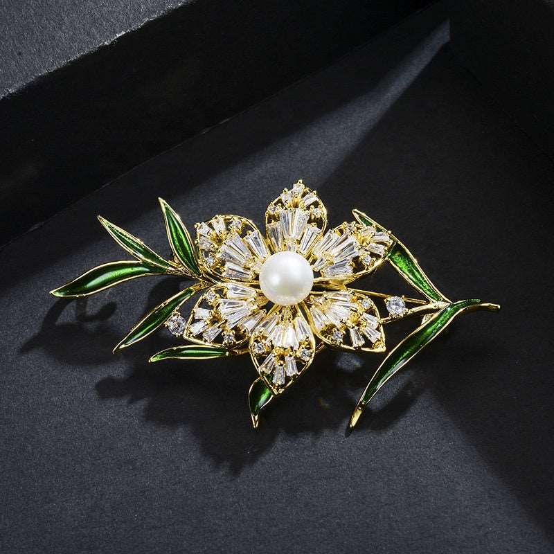Crystal Pearl Flower Brooch - Uniquely You Online - Brooch