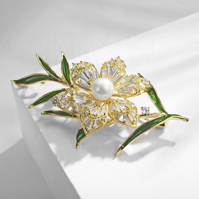 Crystal Pearl Flower Brooch - Uniquely You Online - Brooch