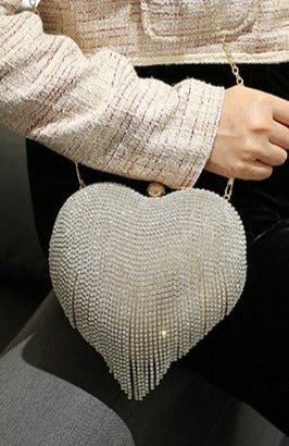 Crystal Tassel Heart Bag - Uniquely You Online - Clutch