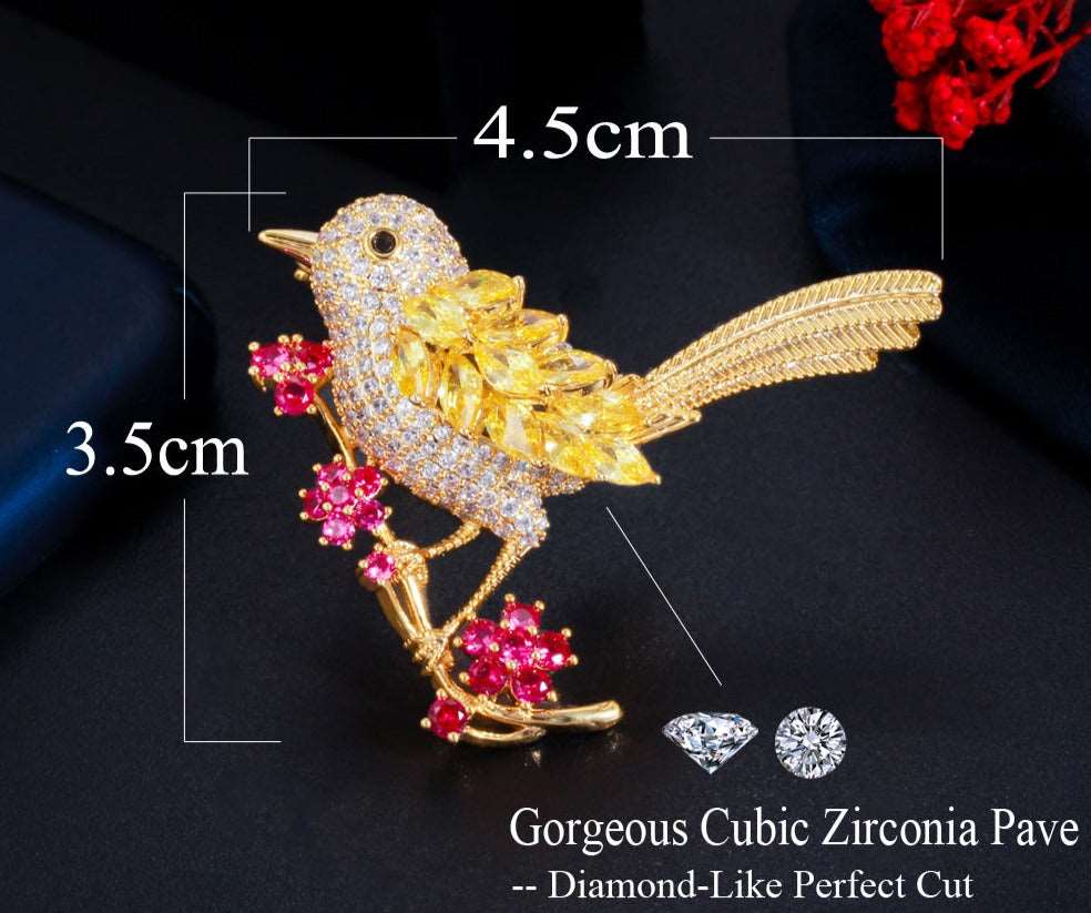 Crystal Yellow Bird Brooch - Uniquely You Online - Brooch