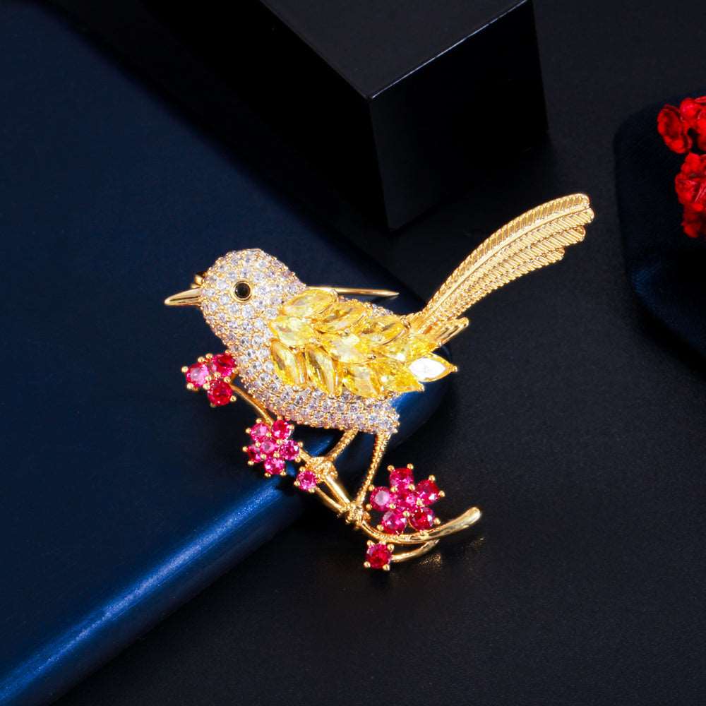 Crystal Yellow Bird Brooch - Uniquely You Online - Brooch