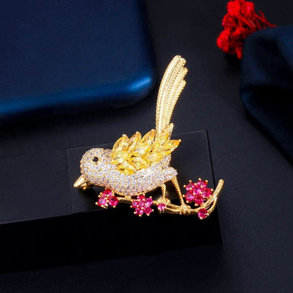 Crystal Yellow Bird Brooch - Uniquely You Online - Brooch