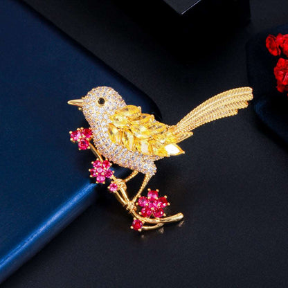 Crystal Yellow Bird Brooch - Uniquely You Online - Brooch