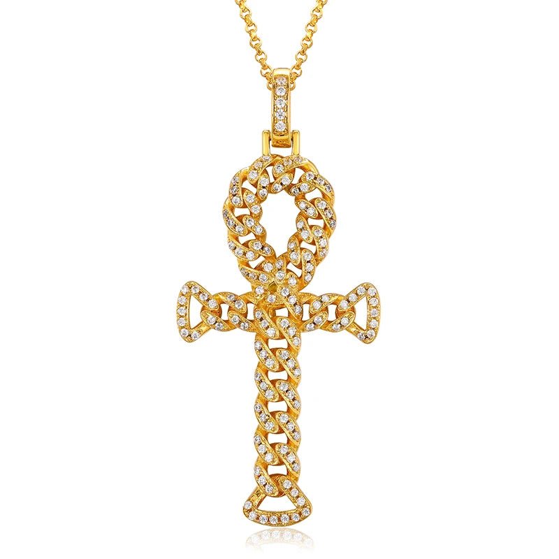 Cuban Link Ankh Moissanite Pendant with Necklace - Uniquely You Online - Pendant with Necklace