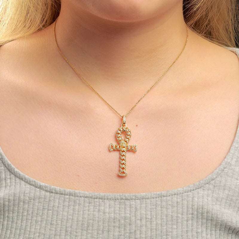 Cuban Link Ankh Moissanite Pendant with Necklace - Uniquely You Online - Pendant with Necklace