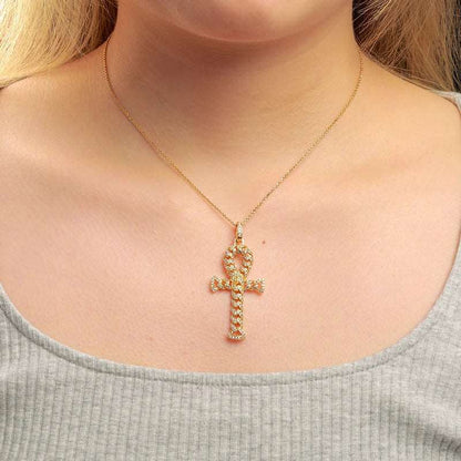 Cuban Link Ankh Moissanite Pendant with Necklace - Uniquely You Online - Pendant with Necklace