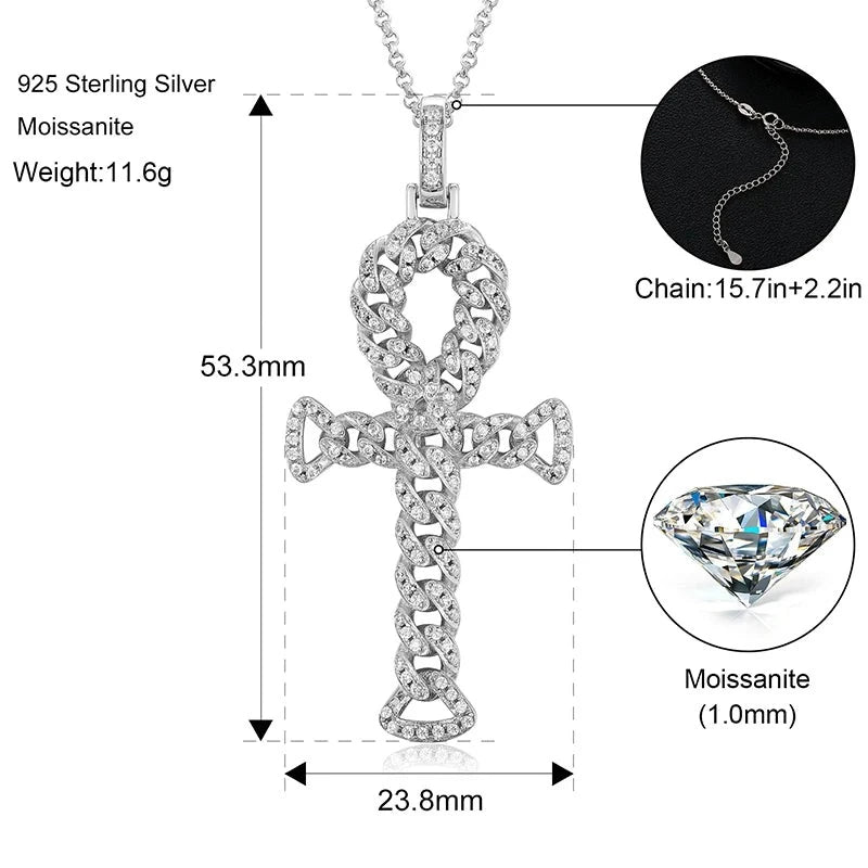 Cuban Link Ankh Moissanite Pendant with Necklace - Uniquely You Online - Pendant with Necklace