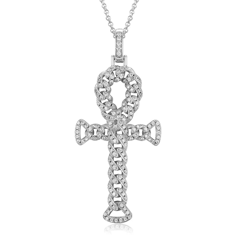 Cuban Link Ankh Moissanite Pendant with Necklace - Uniquely You Online - Pendant with Necklace