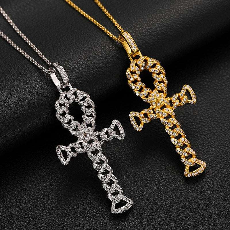 Cuban Link Ankh Moissanite Pendant with Necklace - Uniquely You Online - Pendant with Necklace