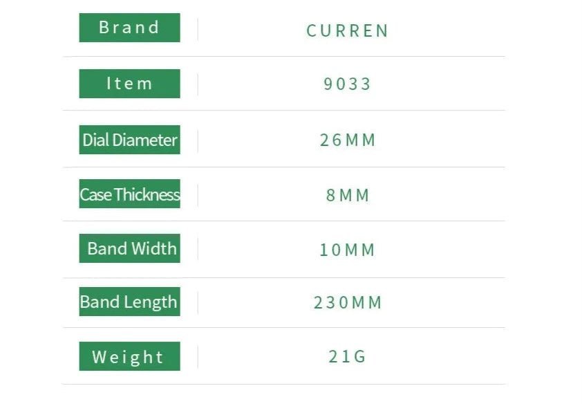 Curren 9083 Crystal Quartz Slim Leather Watch - Uniquely You Online - Watch