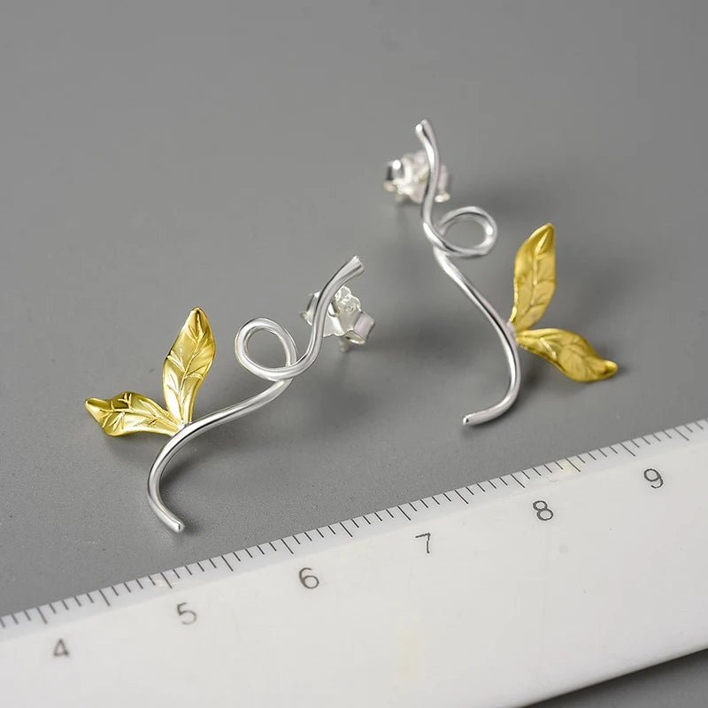Curved Leaves Asymmetric Earrings - Uniquely You Online - Earrings