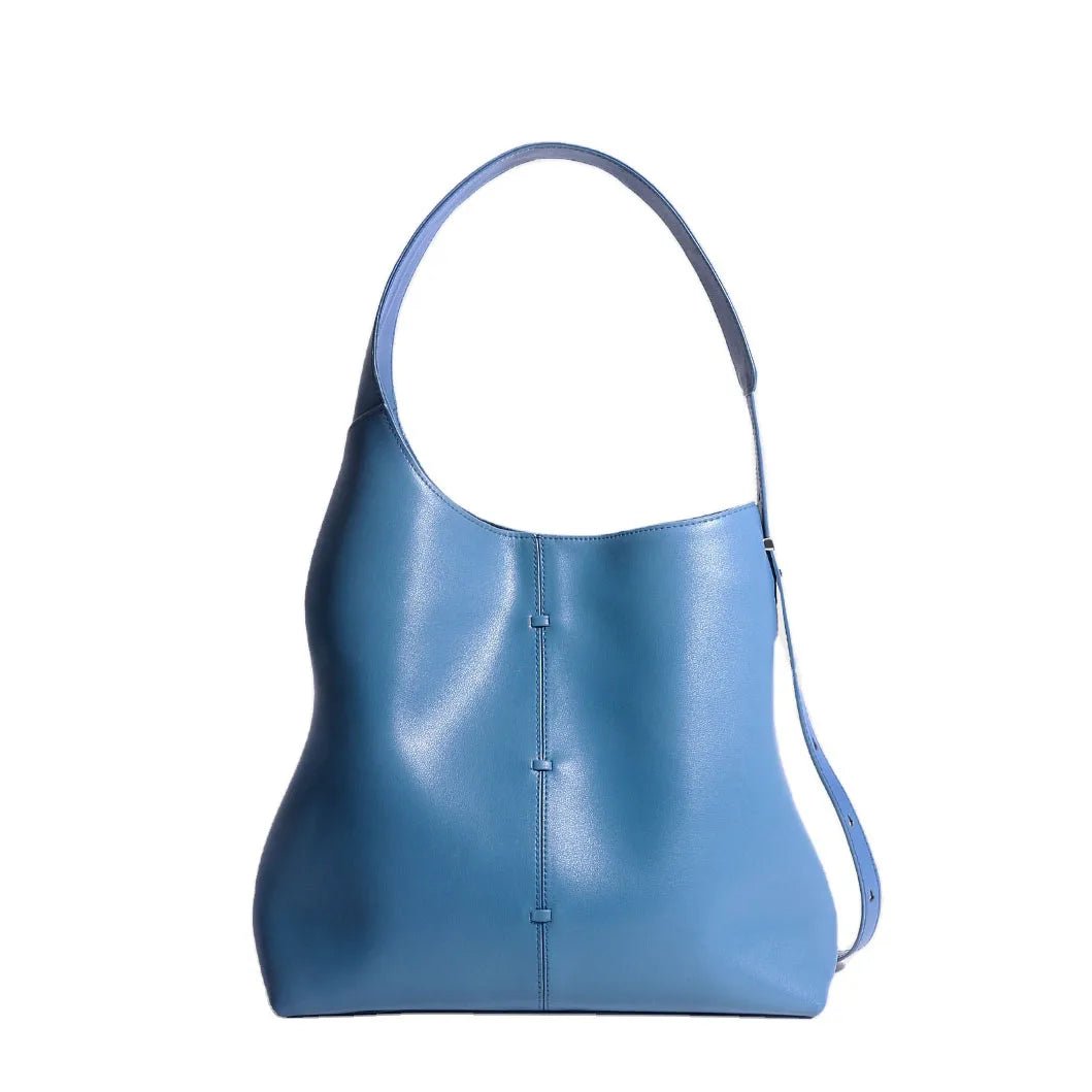 Curved Shoulder Leather Tote Bag - Uniquely You Online - Handbag